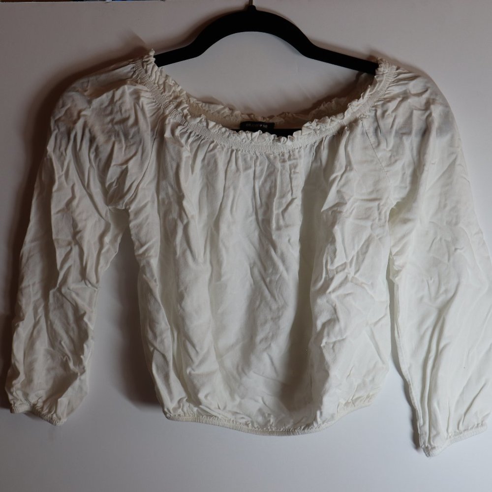 Brandy Melville White Long Sleeve Crop Top, OS